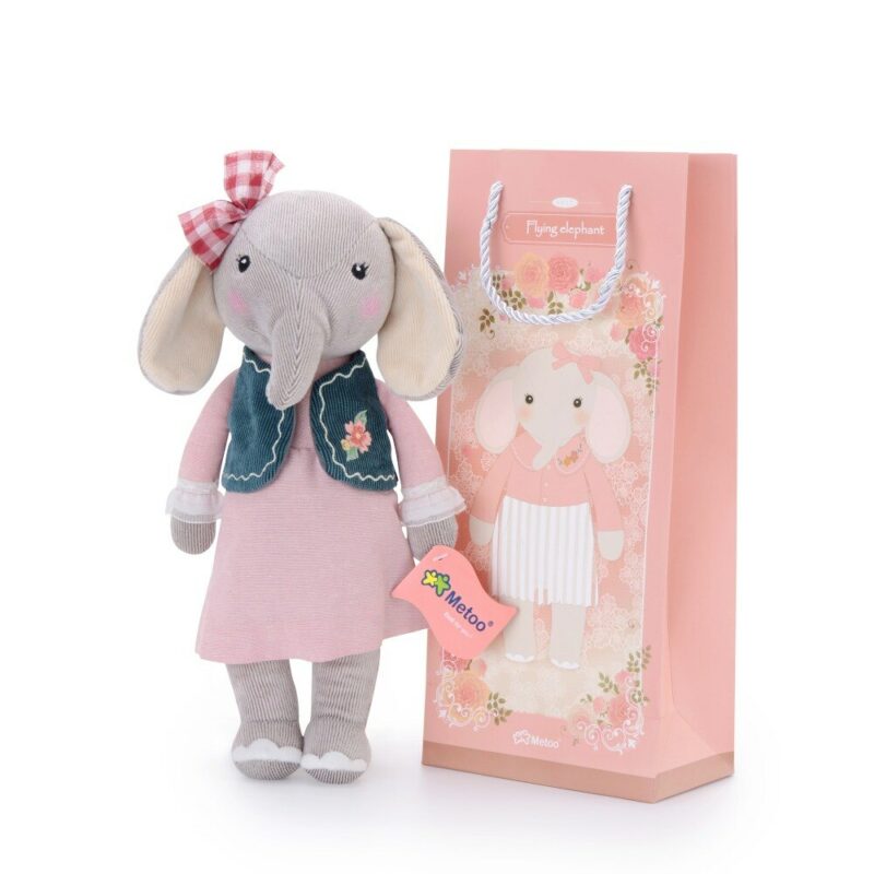 Elefantita rosa y gris con bolsaME TOO